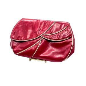 Vintage Barbara Bolan Red Italian Leather Clutch Bag